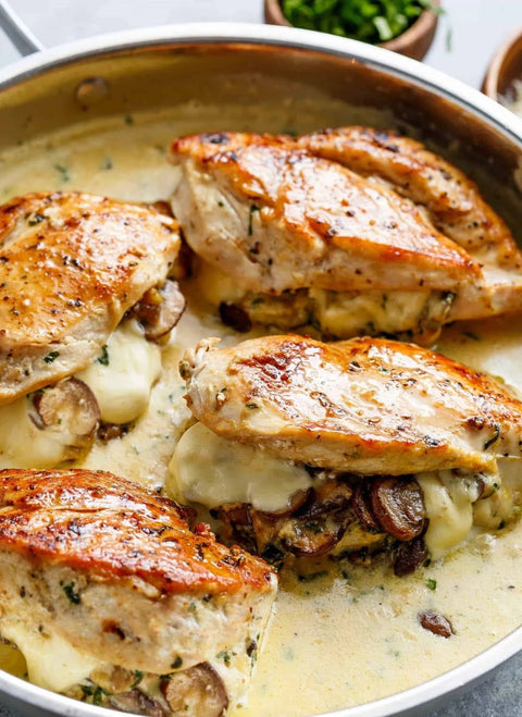 Today's Recipe: Cheesy garlic butter mushroom stuffed chicken - Minervaspices