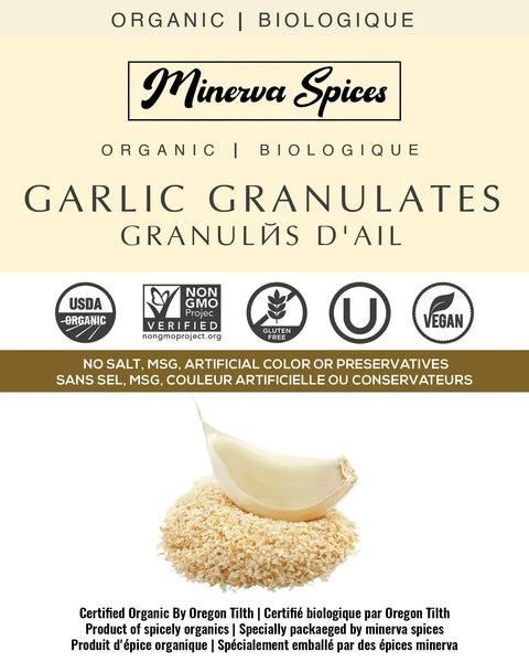 Organic Garlic Granulates 25 Lb Pack - Minervaspices