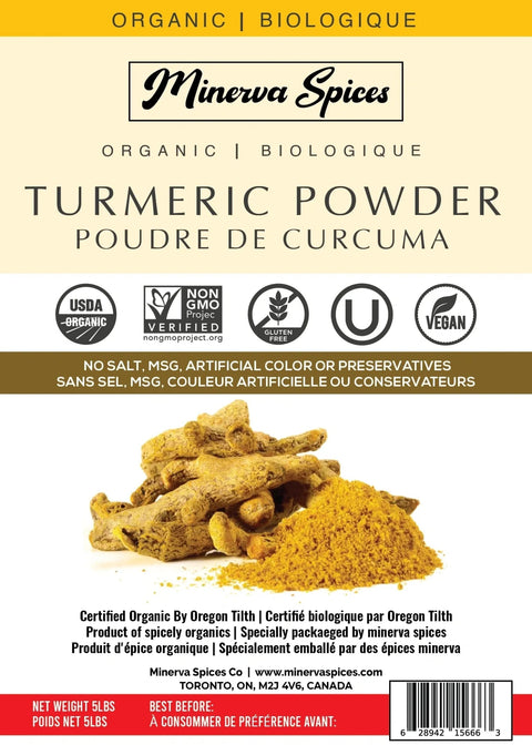 Organic Turmeric Powder 5 LB Pack - Minervaspices